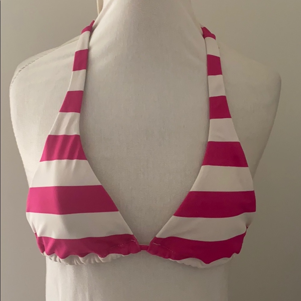 Victoria’s Secret pink/white striped bikini top XS